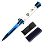 8.75AKC Blue Titanium Branch Anti-Bone Stiletto Springmesser