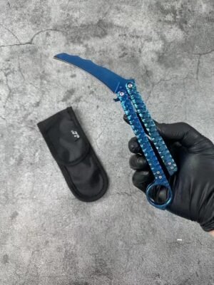 Balisong Karambit Eagle Claw Variation Schleudermesser Farbe Titanium Edition,Butterfly messer – Bild 7