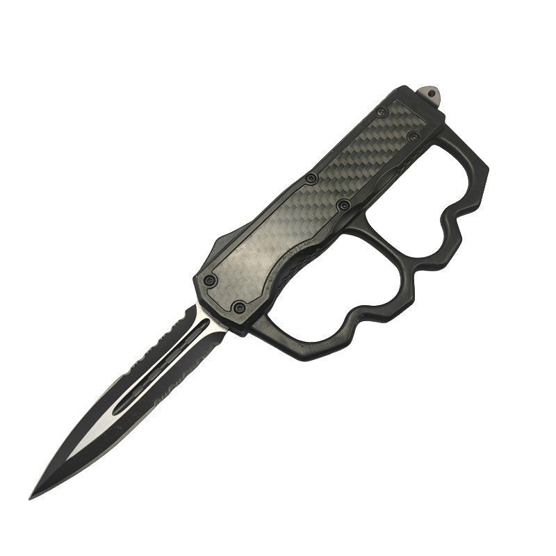 5a9576bef855db4292510195d92c9e8.jpg 9inch TACTICAL TRENCH KNUCKLE OTF KNIFE,schlagring – Bild 1