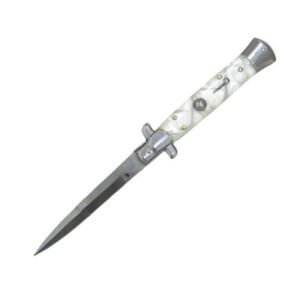 9 Zoll Springmesser Perlweiß STILETTO Messer