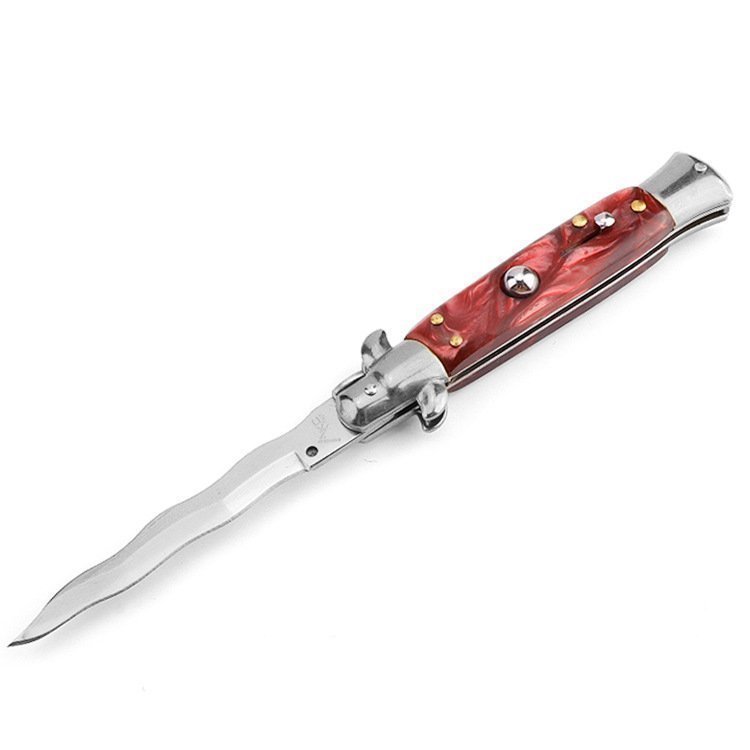 39-1.jpg 8,75 Zoll italienisches Stiletto Switch Kris Blade Fickmesser Rot