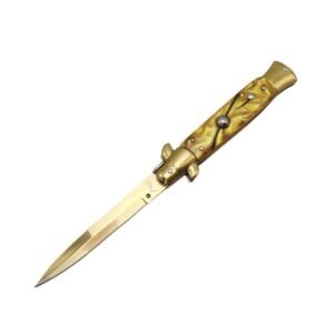 8,75 Zoll Goldgriff AKC Stiletto Messer Springmesser