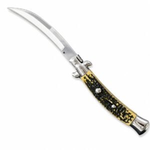 9 Zoll italienisches Stiletto-Messer – Springmesser mit Griff aus künstlichem Hirschknochen