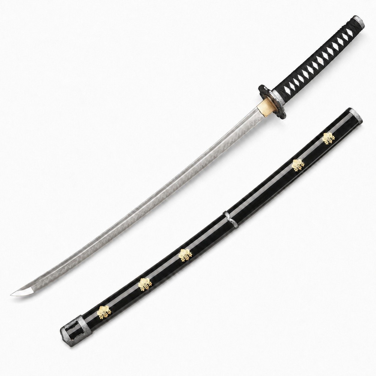 46779-main-white-clean Handgefertigtes schwarzes Samurai-Messer mit fester Klinge von Ghost